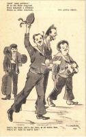 Quest anno andiamo! / Itt az idő, haza megyünk / Gehn ma ham / K.u.K. Kriegsmarine Matrose / Austro-Hungarian Navy mariner humour art postcard. G. Fano, Pola 1910-11. 2163. s: Ed. Dworak (fl)