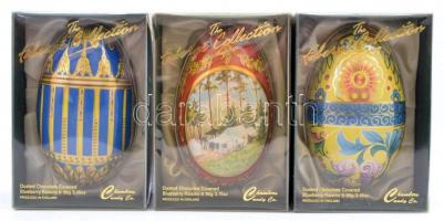 Fabergé stílusú modern fém tojás dobozok (6db), csoki nélkül, eredeti dobozában, 10×6,5 cm (6×)