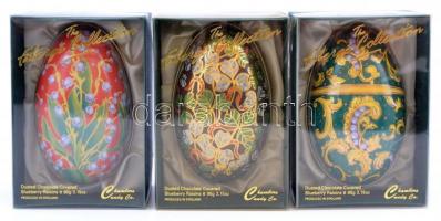 Fabergé stílusú modern fém tojás dobozok (6db), csoki nélkül, eredeti dobozában, 10×6,5 cm (6×)