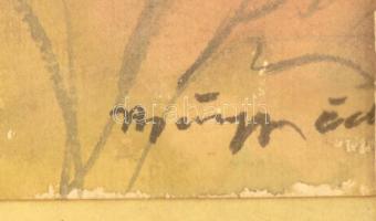 Márffy jelzéssel: Fenyves. Akvarell, papír, üvegezett keretben, 38×24 cm