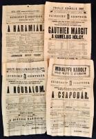 1879-1881 Színészet Szentesen, 11 db színházi plakát, a fejléceken koronás kiscímerrel, Szentes, Che...