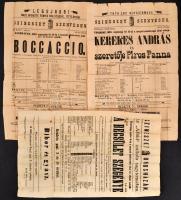 1879-1881 Színészet Szentesen, 11 db színházi plakát, a fejléceken koronás kiscímerrel, Szentes, Che...