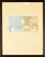 Vasarely jelzéssel: Kompozíció. Vegyes technika, papír (pausz), üvegezett keretben, 15×30 cm