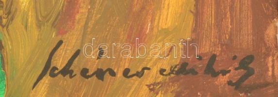 Schéner jelzéssel: Szobanövények. Olaj, vászon-karton, üvegezett keretben, 47×34 cm