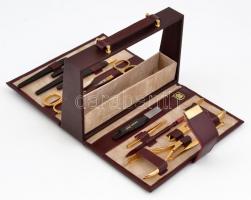 Solingen aranyozott manikűr szett, bőr tokban, eredeti dobozában, hiánytalan