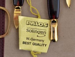 Solingen aranyozott manikűr szett, bőr tokban, eredeti dobozában, hiánytalan