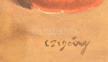 Czigány jelzéssel: Asztali csendélet. Akvarell, papír, üvegezett keretben, 30×37 cm