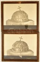 A Szent Korona elő- és hátulnézetben, 2 db nyomat üvegezett keretben, 28×37 cm