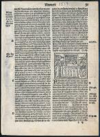 1519 Biblia olasz kiadásának (Biblia cum concordatis veteris... Venetiis, 1519.) egy lapja, rajta Mózest ábrázoló fametszettel. 10,5x14,5 cm