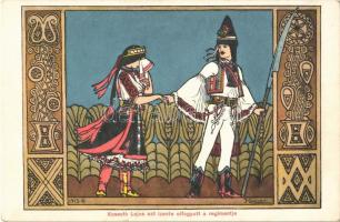 Magyar stylustanulmányok: I. Kossuth Lajos azt izente elfogyott a regimentje. Magyar Adorján kiadása 1913 / Hungarian folk art postcard s: Magyar