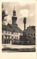 Sopron, I. Ferenc József tér, Szentháromság szobor. Zsabokorszky mérnök felvétele