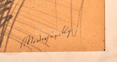 Mednyánszky jelzéssel: Fiú portré (kettős). Ceruza, papír, 29×26 cm