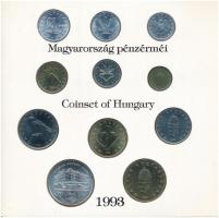 1993. 10f-200Ft (11xklf) forgalmi sor dísztokban, benne 200Ft Ag "MNB", "Magyarország...