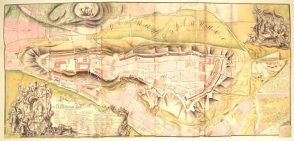 1980 Monumenta Cartografica-Budavár erődítési térképe 1749, reprint kiadás, Zrínyi Katonai Kiadó, többnyelvű ismertető szöveggel, 48x99 cm