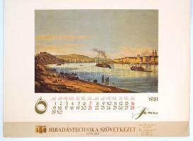 1981 Dunhai hajózásról szóló régi metszetek reprintjei egy falinaptár lapjain 33x47 cm