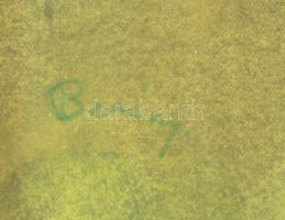 Berény jelzéssel: Kecskék közt. Akvarell, papír, üvegezett keretben, 46×34 cm