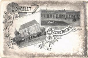 Nyírbátor, Református templom, Bazár, üzletek. Art Nouveau, floral (kopott sarkak / worn corners)