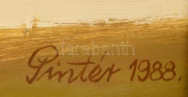 Pintér József (1922-2002): Téli táj. Olaj, farost .Jelzett. 50x70 cm Fa keretben