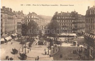 Lyon, Place de la République (ensemble), Monument Carnot / square, statue, shops, tram