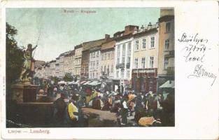 1901 Lviv, Lwów, Lemberg; Rynek / Ringplatz / square, market, shop (EK)