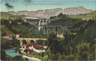 1911 Sitterviadukt, Säntisgebirge / railway viaduct, train