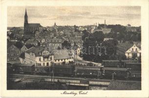 Münchberg, Bahnhof / railway station with trains