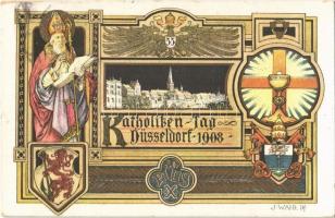 1908 Düsseldorf, Katholiken Tag. Offizielle Fest-Postkarte / Catholics Day. Art Nouveau