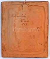 Kolozsvári Puskás Sándor (1928-) 1991. "Kós Károly 1883-1977" kerámia plakett, falra akasz...