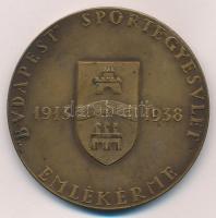 Madarassy Walter (1909-1994) 1938. Budapest Sportegyesület Emlékérme 1912-1938 Br emlékérem (59mm) T:2