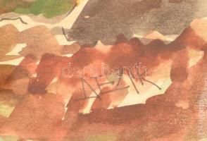 Deák János (1927-): Nagybánya. Akvarell, papír, jelzett, üvegezett keretben, 20×30 cm