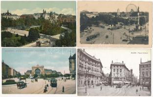 14 db régi képeslap villamosokkal / 14 pre-1945 postcards with trams