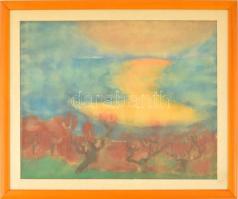 Batári László (1920-1997): Kilátás a hegytetőről. Akvarell, papír, jelzett, üvegezett keretben, 39×49 cm
