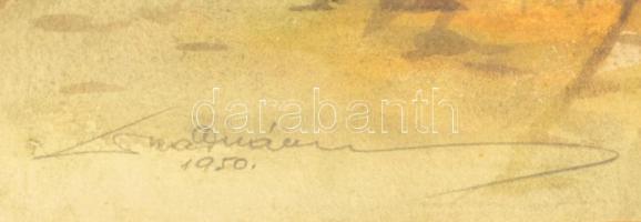 Kadnár János (?-?): Gülbaba utca. Akvarell, papír, jelzett, üvegezett keretben, 42×33 cm