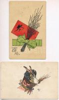 2 db RÉGI krampuszos motívum képeslap / 2 pre-1945 Krampus greeting art postcards