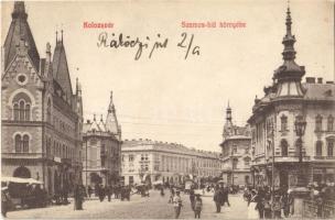 1911 Kolozsvár, Cluj; Szamos híd környéke, Gyógyszertár, piaci árusok, üzletek. Keszey Albert kiadása / pharmacy, market vendors, shops