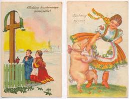 12 db RÉGI üdvözlő motívum képeslap / 12 pre-1945 greeting art motive postcards