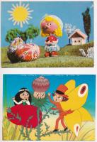 7 db MODERN motívum képeslap: rajzfilm és mesefigura / 7 modern motive postcards: cartoon and fairy tale characters