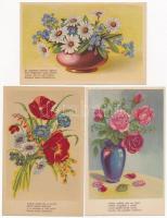 5 db RÉGI motívum képeslap: virágok / 5 pre-1945 motive postcards: flowers