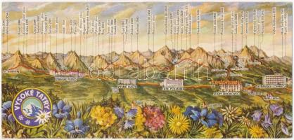 28 db MODERN Magas-Tátra képeslap, 2 nagyalakú lappal / 28 modern Vysoké Tatry (High Tatras) postcar...