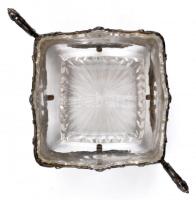 Neobarokk ezüst (Ag.) kosár eredeti csiszolt üvegbetéttel, jelzett, 22×15 cm, bruttó: 512 g
