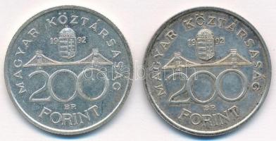 1992. 200Ft Ag "MNB" (2x) T:2 patina
Adamo: F13