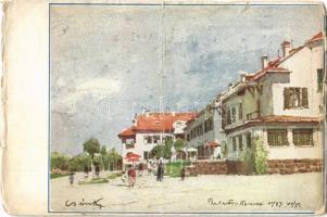 1927 Balatonkenese, Székesfővárosi alkalmazottak üdülőtelepe, Szállóépület s: Csánky Dénes (15,3 cm x 10,1 cm) (fa)