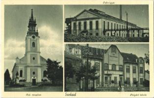 Sarkad, Református templom, polgári iskola, cukorgyár
