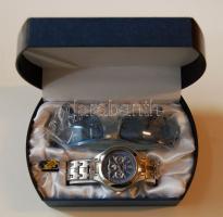 GENEVA típusú férfi karóra, eredeti díszdobozban, ajándék napszemüveggel, original csomagolásban!