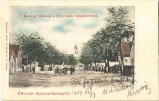 1904 Balatonberény, Fő utca, Római katolikus templom. Neumark Adolf kiadása