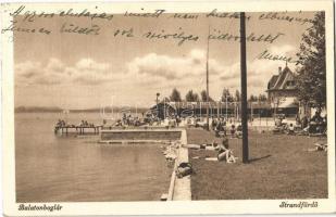 1941 Balatonboglár, Strandfürdő, fürdőzők, napozók