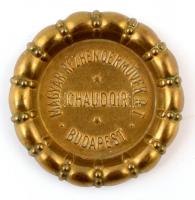 cca 1930 Magyar Rézhengerművek Rt. reklámos réz hamutál. d: 7 cm
