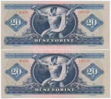 1969. 20Ft (2x) sorszámkövetők "C688 198745 - C688 198746 T:I 
Adamo F15