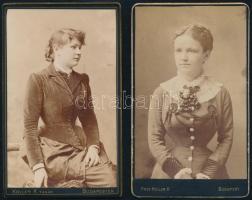 cca 1870-1880 2 db hölgyeket ábrázoló keményhátú fotó, Koller budapesti műterméből, 10×6 cm