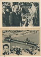 1946 Budapest - 5 lapos képeslapfüzet a Szabadság híd újjáépítéséről és az átadásáról, Tildy Zoltán ...